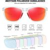 imageMEETSUN Polarized Sports Sunglasses for Women Men Driving Running Cycling Fishing Sun Glasses UV400 ProtectionTransparent Framered Mirror Lens