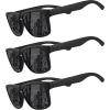 imageMEETSUN Polarized Sunglasses For Men Women UV Protection Square Frame Sport Fishing Driving Sunglasses3 Pack Black