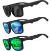 imageMEETSUN Polarized Sunglasses For Men Women UV Protection Square Frame Sport Fishing Driving Sunglasses3 Pack BlackIce BlueGreen