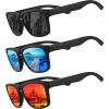 imageMEETSUN Polarized Sunglasses For Men Women UV Protection Square Frame Sport Fishing Driving Sunglasses3 Pack BlackIce BlueRed