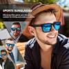 imageMEETSUN Polarized Sunglasses For Men Women UV Protection Square Frame Sport Fishing Driving SunglassesMatte BlackBlue Mirrored