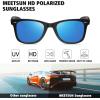 imageMEETSUN Polarized Sunglasses for Men Women Classic Retro Sun Glasses for Driving Fishing UV Protection2 Pack Matte Black Frame Grey Lens  Blue Mirrored Lens