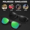 imageMEETSUN Polarized Sunglasses for Men Women Classic Retro Sun Glasses for Driving Fishing UV Protection2 Pack Matte Black Frame Grey Lens  Green Mirrored Lens