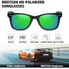 imageMEETSUN Polarized Sunglasses for Men Women Classic Retro Sun Glasses for Driving Fishing UV Protection2 Pack Matte Black Frame Grey Lens  Green Mirrored Lens
