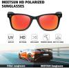 imageMEETSUN Polarized Sunglasses for Men Women Classic Retro Sun Glasses for Driving Fishing UV Protection2 Pack Matte Black Frame Grey Lens  Red Mirrored Lens