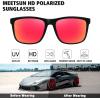 imageMEETSUN Polarized Sunglasses for Men Women Driving Sun Glasses UV Protection2pack Blackred Mirror Lens