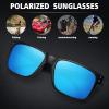 imageMEETSUN Polarized Sunglasses for Men Women Sports Driving Fishing Glasses UV400 Protection2packblack Blue Mirror Lens