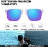imageMEETSUN Polarized Sunglasses for Men Women Sports Driving Fishing Glasses UV400 ProtectionClear Frameblue Green Mirror