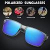 imageMEETSUN Polarized Sunglasses for Men Women Sports Driving Fishing Glasses UV400 ProtectionClear Gray Frameblue Mirror