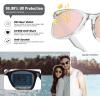 imageMEETSUN Polarized Sunglasses for Women Men Classic Retro Square Frame Driving Trendy Sun Glasses UV ProtectionClear Frame Pink Mirrored Lens