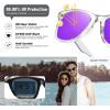 imageMEETSUN Polarized Sunglasses for Women Men Classic Retro Square Frame Driving Trendy Sun Glasses UV ProtectionClear Frame Purple Mirrored Lens