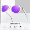 imageMEETSUN Polarized Sunglasses for Women Men Classic Retro Square Frame Driving Trendy Sun Glasses UV ProtectionClear Frame Purple Mirrored Lens