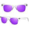 imageMEETSUN Polarized Sunglasses for Women Men Classic Retro Square Frame Driving Trendy Sun Glasses UV ProtectionClear Frame Purple Mirrored Lens