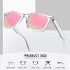 imageMEETSUN Polarized Sunglasses for Women Men Classic Retro Square Frame Driving Trendy Sun Glasses UV ProtectionClear Frame Purplepink Mirrored Lens
