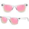 imageMEETSUN Polarized Sunglasses for Women Men Classic Retro Square Frame Driving Trendy Sun Glasses UV ProtectionClear Frame Purplepink Mirrored Lens