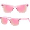 imageMEETSUN Polarized Sunglasses for Women Men Classic Retro Square Frame Driving Trendy Sun Glasses UV ProtectionLight Pink Frame Purplepink Mirrored Lens