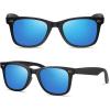 imageMEETSUN Polarized Sunglasses for Women Men Classic Retro Square Frame Driving Trendy Sun Glasses UV ProtectionMatte Black Frame Blue Mirrored Lens