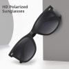 imageMEETSUN Polarized Sunglasses for Women Men Classic Retro Square Frame Driving Trendy Sun Glasses UV ProtectionMatte Black Frame Grey Gradient Lens