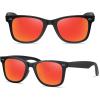 imageMEETSUN Polarized Sunglasses for Women Men Classic Retro Square Frame Driving Trendy Sun Glasses UV ProtectionMatte Black Frame Red Mirrored Lens