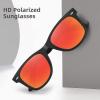 imageMEETSUN Polarized Sunglasses for Women Men Classic Retro Square Frame Driving Trendy Sun Glasses UV ProtectionMatte Black Frame Red Mirrored Lens