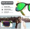 imageMEETSUN Polarized Sunglasses for Women Men Classic Retro Square Frame Driving Trendy Sun Glasses UV ProtectionMatte BlackGreenorange Frame Green Mirrored Lens