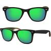 imageMEETSUN Polarized Sunglasses for Women Men Classic Retro Square Frame Driving Trendy Sun Glasses UV ProtectionMatte BlackGreenorange Frame Green Mirrored Lens