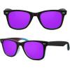 imageMEETSUN Polarized Sunglasses for Women Men Classic Retro Square Frame Driving Trendy Sun Glasses UV ProtectionMatte BlackPurpleblue Frame Purple Mirrored Lens