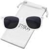 imageMEETSUN Polarized Sunglasses for Women Men Classic Retro Square Frame Driving Trendy Sun Glasses UV ProtectionWhite Frame Grey Lens