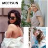 imageMEETSUN Polarized Sunglasses for Women Men Classic Retro Trendy Driving Sun Glasses UV400 Protection 3 Pack3 Pack Matte Black  Champagne Mirrored  Pink Mirrored