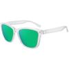 imageMEETSUN Polarized Sunglasses for Women Men Trendy Classic Retro Designer StyleClear Frame  Green Mirrored Lens