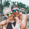 imageMEETSUN Polarized Sunglasses for Women Men Trendy Classic Retro Designer StyleClear Frame  Green Mirrored Lens