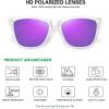 imageMEETSUN Polarized Sunglasses for Women Men Trendy Classic Retro Designer StyleClear Frame  Purple Mirrored Lens