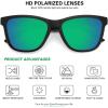imageMEETSUN Polarized Sunglasses for Women Men Trendy Classic Retro Designer StyleMatte Black Frame  Green Mirrored Lens