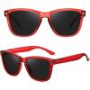 imageMEETSUN Polarized Sunglasses for Women Men Trendy Classic Retro Designer StyleRed Frame  Grey Lens