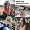 imageMEETSUN Polarized Sunglasses for Women Men Trendy Classic Retro Designer StyleSilver  Black