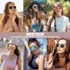 imageMEETSUN Rectangle Polarized Sunglasses for Women Men Retro Classic Square Sun Glasses UV400 Protection Vintage Metal FrameGoldBlue Mirror Lens