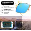 imageMEETSUN Rectangle Polarized Sunglasses for Women Men Retro Classic Square Sun Glasses UV400 Protection Vintage Metal FrameGoldBlue Mirror Lens