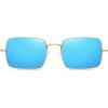 imageMEETSUN Rectangle Polarized Sunglasses for Women Men Retro Classic Square Sun Glasses UV400 Protection Vintage Metal FrameGoldBlue Mirror Lens