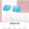imageMEETSUN Rectangle Polarized Sunglasses for Women Men Retro Classic Square Sun Glasses UV400 Protection Vintage Metal FrameGoldBlue Mirror Lens