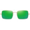 imageMEETSUN Rectangle Polarized Sunglasses for Women Men Retro Classic Square Sun Glasses UV400 Protection Vintage Metal FrameGoldGreen Mirror Lens