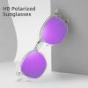 imageMEETSUN Retro Semi Rimless Polarized Sunglasses for Men Women Classic Trendy Driving Sun Glasses UV ProtectionB11clear Framesilver RimPurple Mirrored Lens