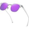 imageMEETSUN Retro Semi Rimless Polarized Sunglasses for Men Women Classic Trendy Driving Sun Glasses UV ProtectionB11clear Framesilver RimPurple Mirrored Lens