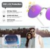 imageMEETSUN Retro Semi Rimless Polarized Sunglasses for Men Women Classic Trendy Driving Sun Glasses UV ProtectionB11clear Framesilver RimPurple Mirrored Lens