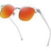 imageMEETSUN Retro Semi Rimless Polarized Sunglasses for Men Women Classic Trendy Driving Sun Glasses UV ProtectionB14clear Framesilver RimRed Mirrored Lens
