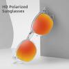 imageMEETSUN Retro Semi Rimless Polarized Sunglasses for Men Women Classic Trendy Driving Sun Glasses UV ProtectionB14clear Framesilver RimRed Mirrored Lens