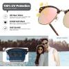 imageMEETSUN Retro Semi Rimless Polarized Sunglasses for Men Women Classic Trendy Driving Sun Glasses UV ProtectionB17matte Leopard Framegolden RimPink Mirrored Lens