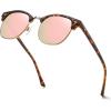 imageMEETSUN Retro Semi Rimless Polarized Sunglasses for Men Women Classic Trendy Driving Sun Glasses UV ProtectionB17matte Leopard Framegolden RimPink Mirrored Lens