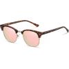 imageMEETSUN Retro Semi Rimless Polarized Sunglasses for Men Women Classic Trendy Driving Sun Glasses UV ProtectionB17matte Leopard Framegolden RimPink Mirrored Lens