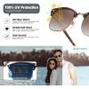 imageMEETSUN Retro Semi Rimless Polarized Sunglasses for Men Women Classic Trendy Driving Sun Glasses UV ProtectionB17matte Leopardgolden RimBrown Gradient