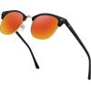 imageMEETSUN Retro Semi Rimless Polarized Sunglasses for Men Women Classic Trendy Driving Sun Glasses UV ProtectionB3matte Black Framegolden RimRed Mirrored Lens